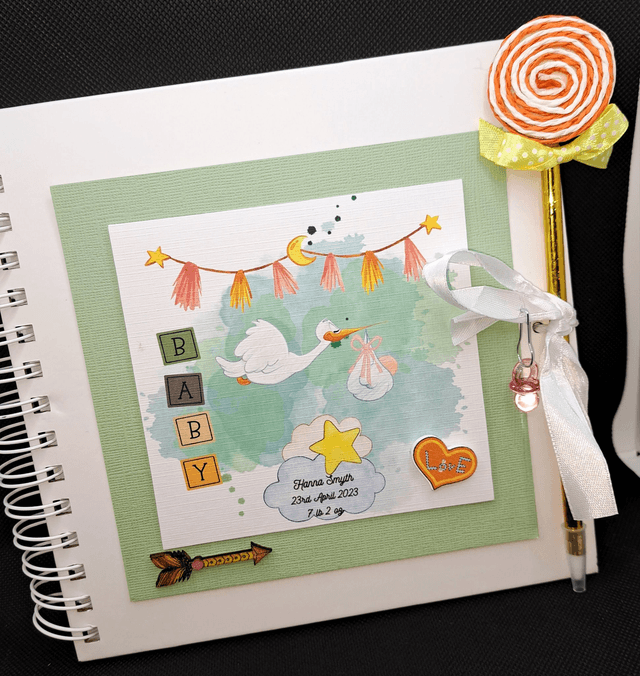 Personalised New Baby and  Christening album. Beautiful handmade gift.