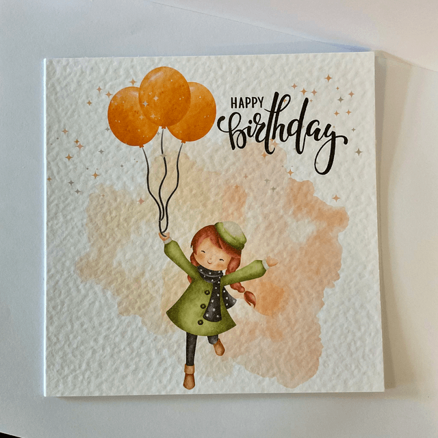 Birthday Card.Fully customisable.Cute girl design.