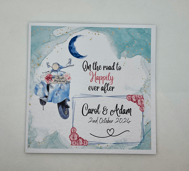 Personalised Wedding card. Fully customisable card for couples. Matching items available.