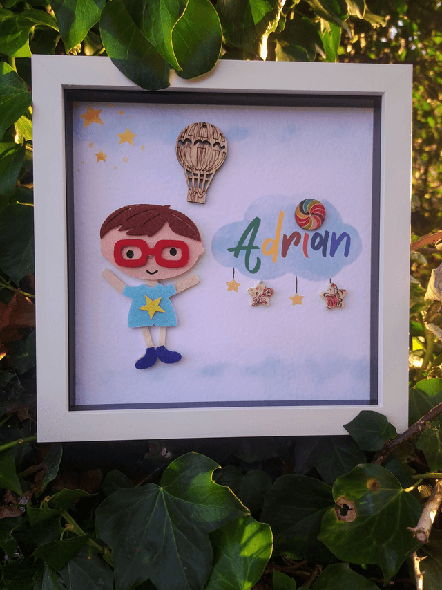 Personalised kids frame. Beautiful Handmade gift for kids.