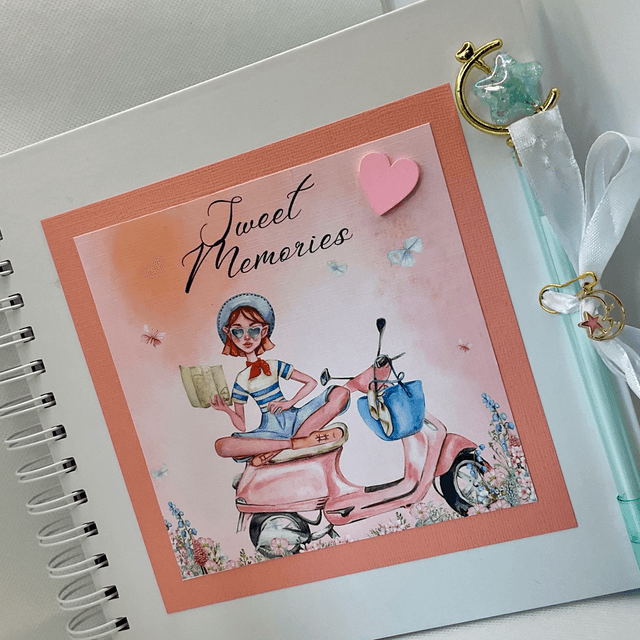 Handmade, personalised scrapbook / photo-book with FREE pen and pendant. Keepsake memories