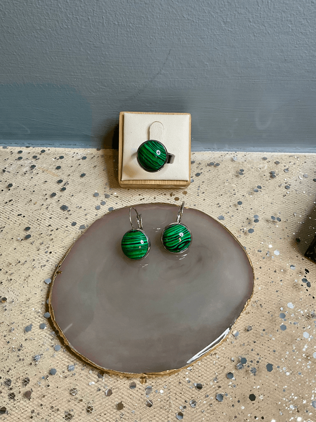 French style cabochon earrings and ring set.