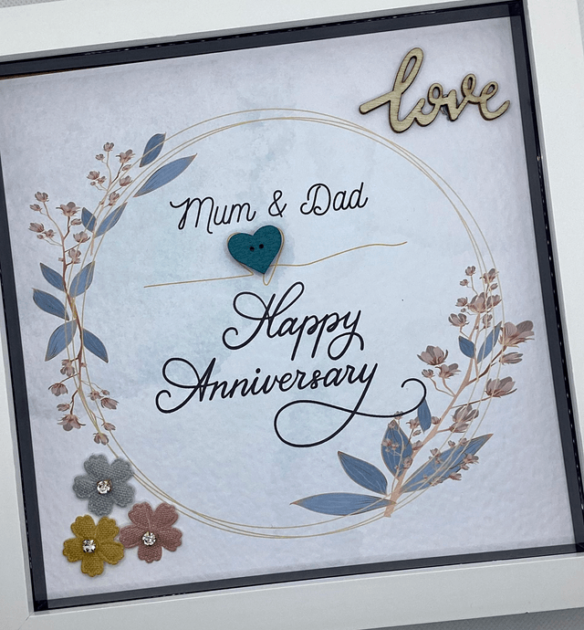 Handmade, personalised Anniversary frame.