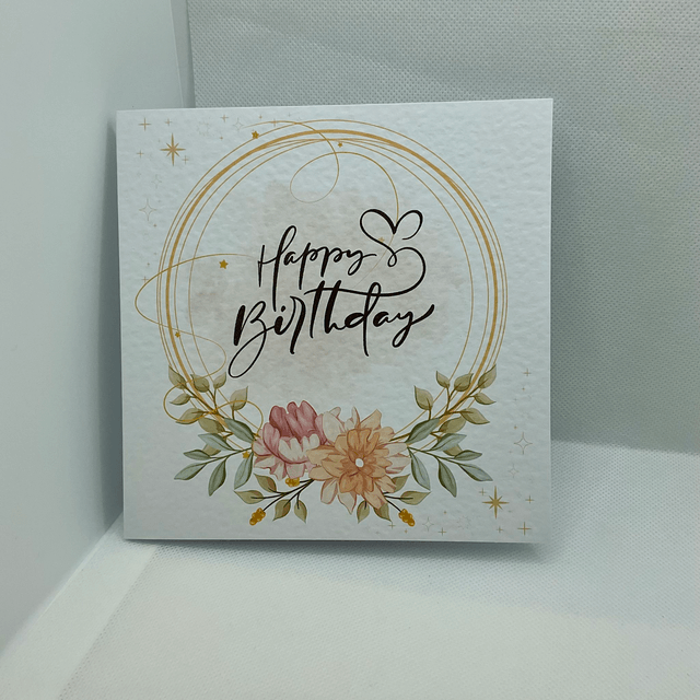 Birthday card, fully customisable. Flower design.