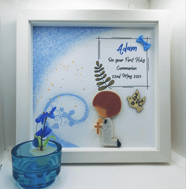 First Communion personalised Frame. Girl and boy first communion handmade gift.