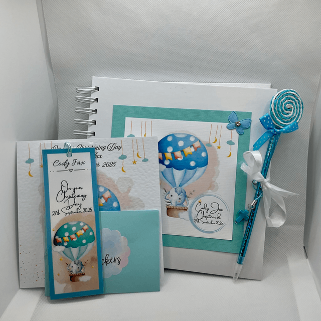 Personalised Christening and New Baby scrapbook photo album with FREE pendant. Beautiful Handmade baby gift