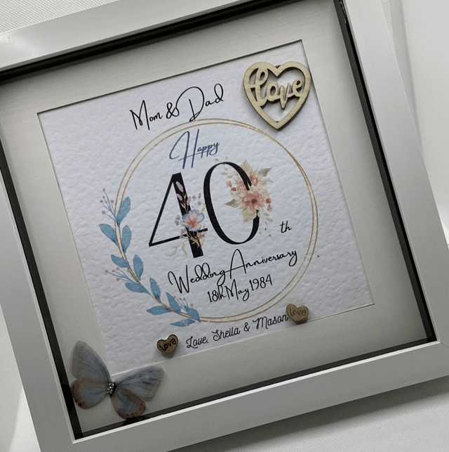 Handmade, personalised Anniversary frame.
