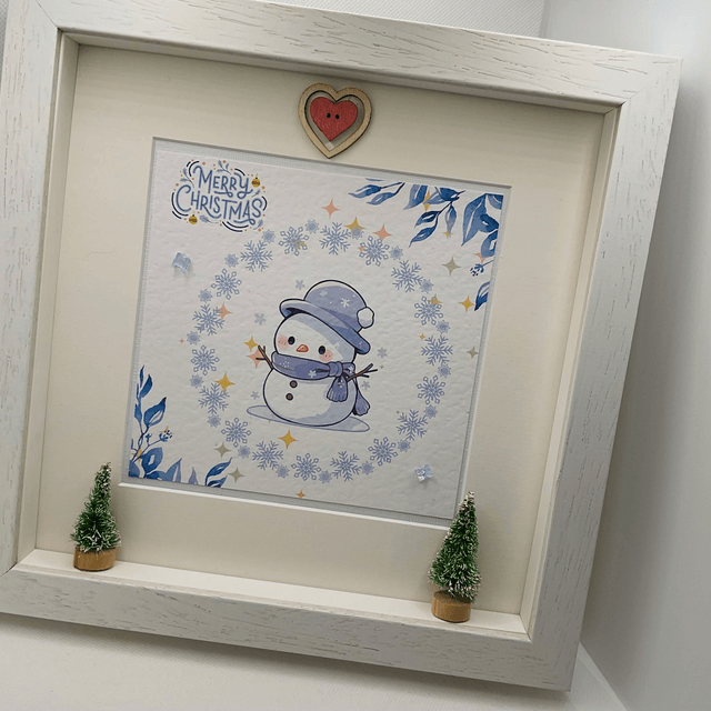 Personalised First Christmas frame and album set. Snowman design.