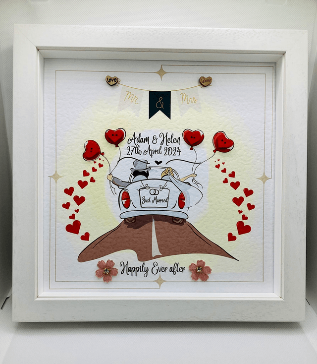 Personalised wedding frame. Handmade wedding gift for couples. Engagement gift.