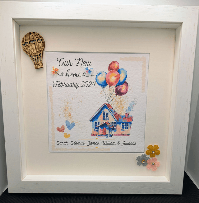 New home/ house warming personalised photo frame. Handmade frame. Family gift.