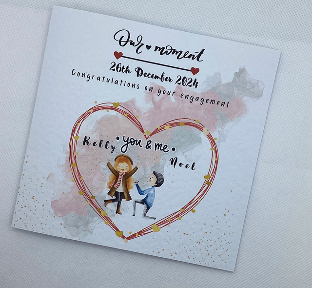 Handmade Personalised Engagement & Wedding Card - Custom Love Greeting. Gift for couples.