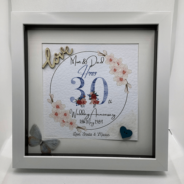 Handmade, personalised Anniversary frame.