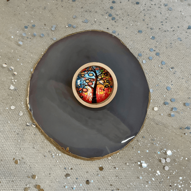 Handmade colourful brooches. Beautiful printed cabochon design.