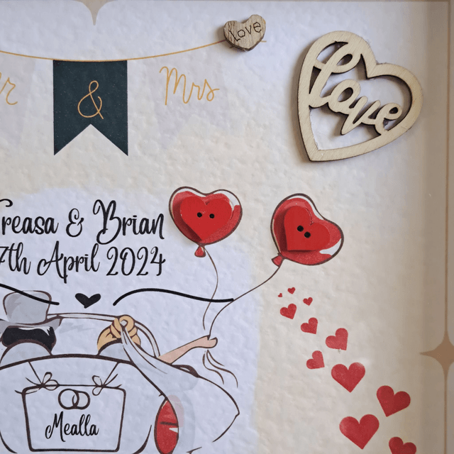 Personalised wedding frame. Handmade wedding gift for couples. Engagement gift.