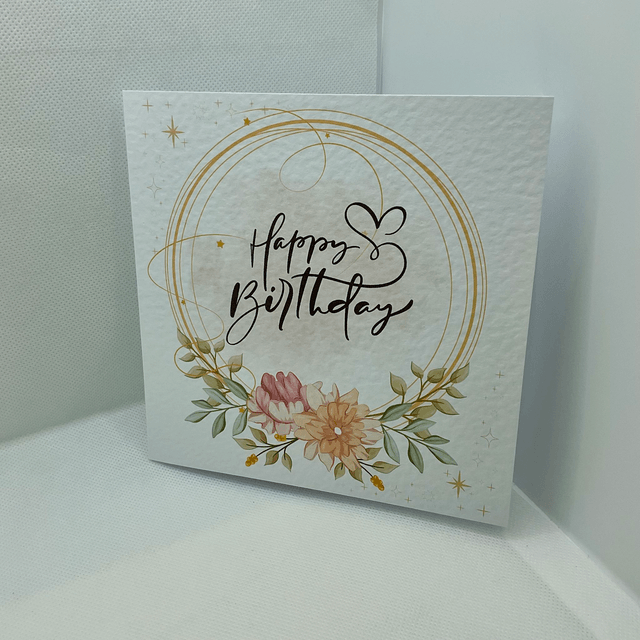 Birthday card, fully customisable. Flower design.