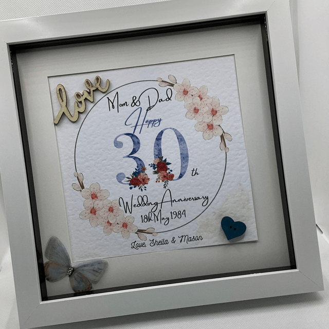 Handmade, personalised Anniversary frame.