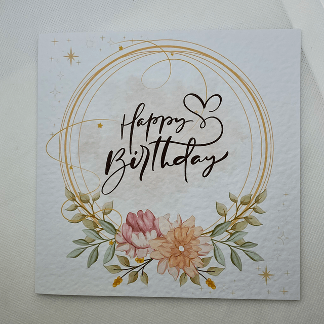 Birthday card, fully customisable. Flower design.