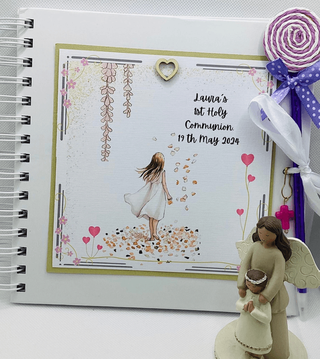Personalised First communion card for girls. First Holy Communion and confirmation gift set.