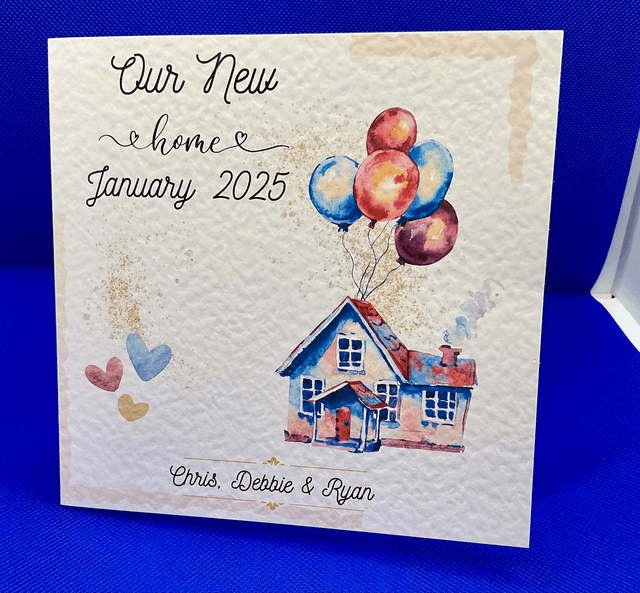 Handmade Personalised New Home Card - Custom Housewarming Greeting.