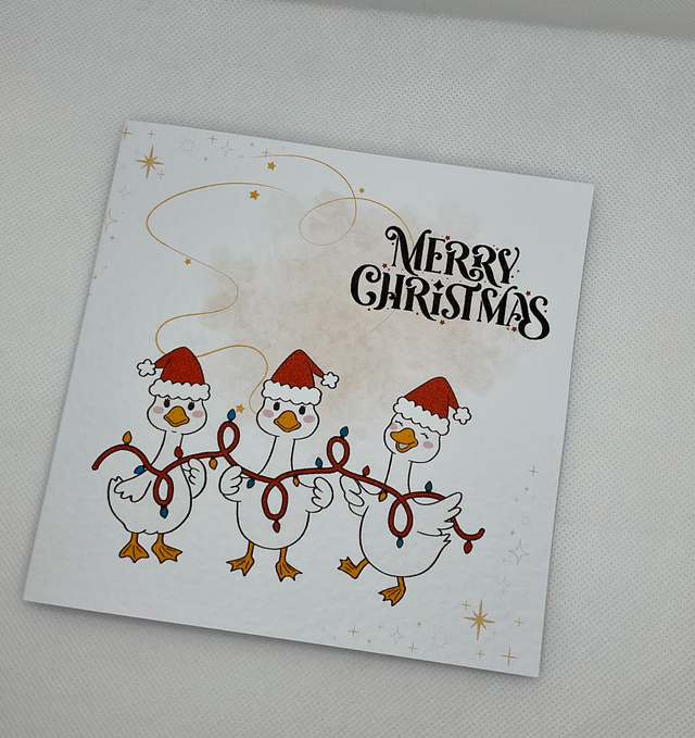 Personalised Christmas card. Cute duck design.