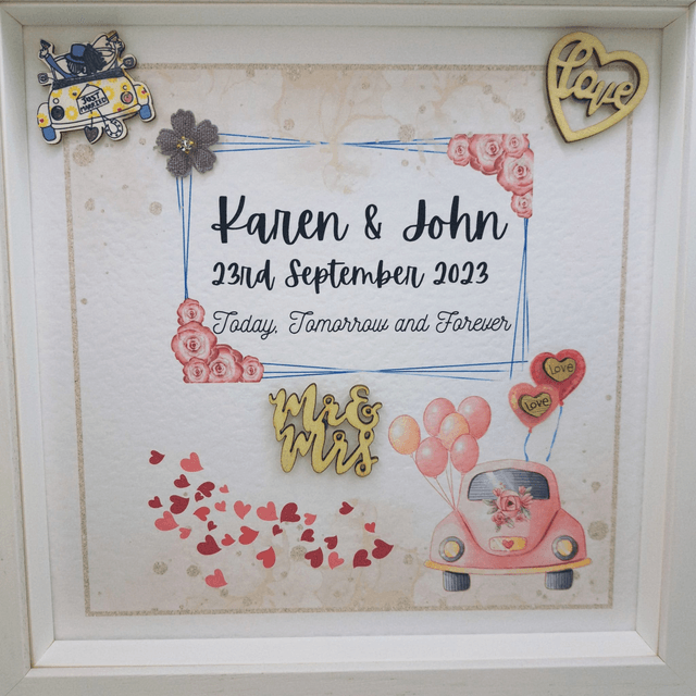 Personalised Wedding / Engagement frame. Gift for Couples.  Handmade frame for the new Mr & Mrs. Engagement gift.