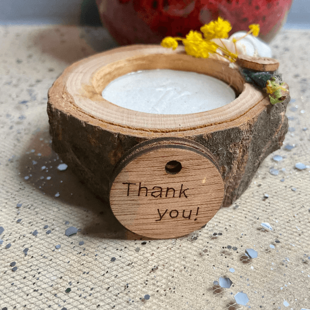 Handmade rustic tea light holder. Gorgeous wedding favours and Christmas gift.