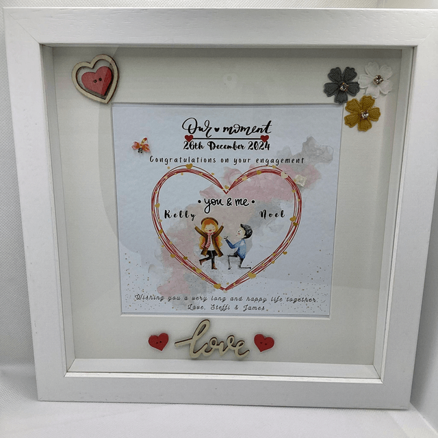 Handmade Personalised Engagement & Wedding Card - Custom Love Greeting. Gift for couples.