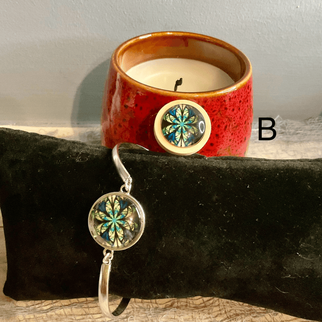 Handmade bracelet with colourful glass cabochon-Handcrafted Colorful jewellery.