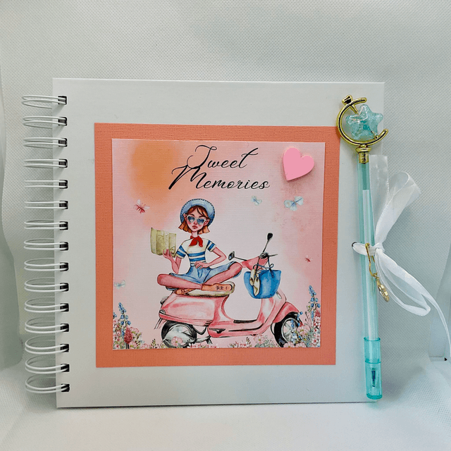 Handmade, personalised scrapbook travel journal with FREE pen and pendant.