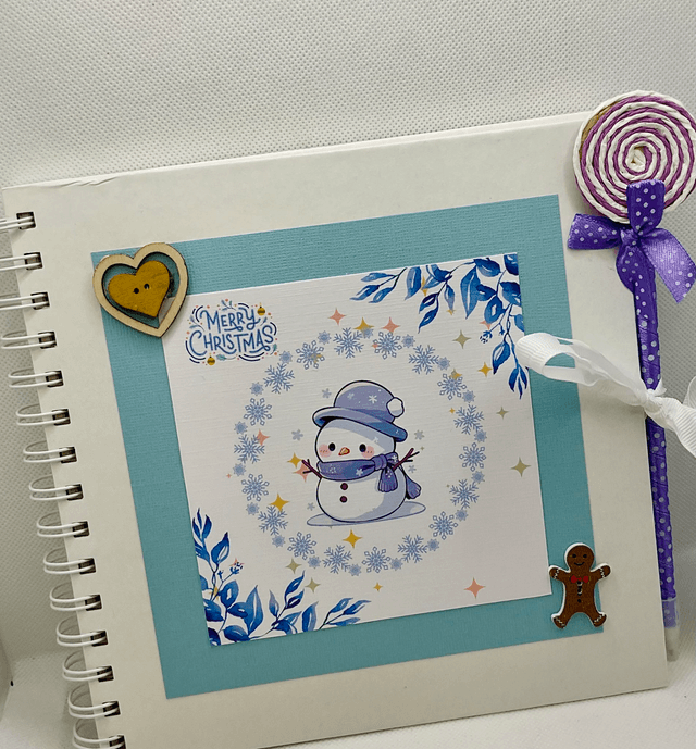Personalised First Christmas frame and album set. Snowman design.