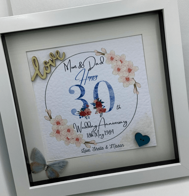 Handmade, personalised Anniversary frame.