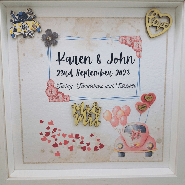 Personalised wedding card. Handmade custom wedding card for newlyweds. Matching items available