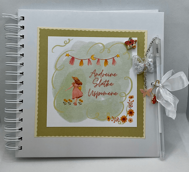 Handmade, personalised scrapbook / photo-book with FREE pen and pendant. Beautiful teacher and special occasions gift.