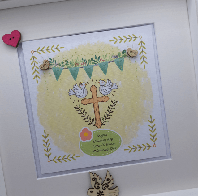 Personalised Christening  and Communion photo frame. Scrapbook keepsake book and personalised frame set.