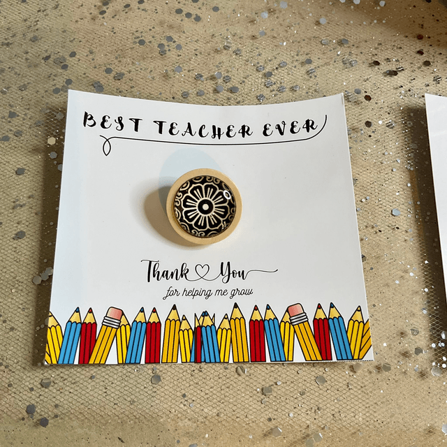 Handmade brooch with Thank You card. Thank you teacher gift.