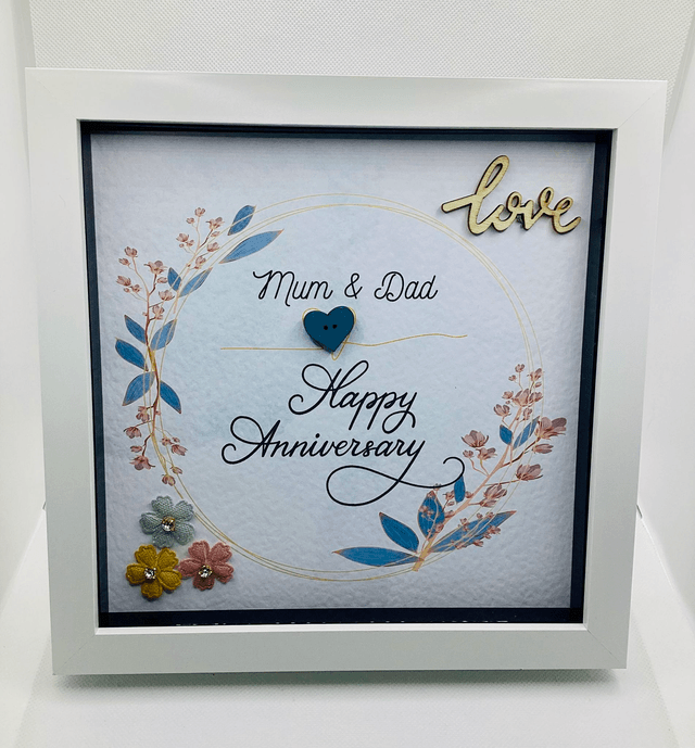Handmade, personalised Anniversary frame.