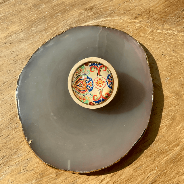 Handmade colourful brooches. Beautiful printed cabochon design.