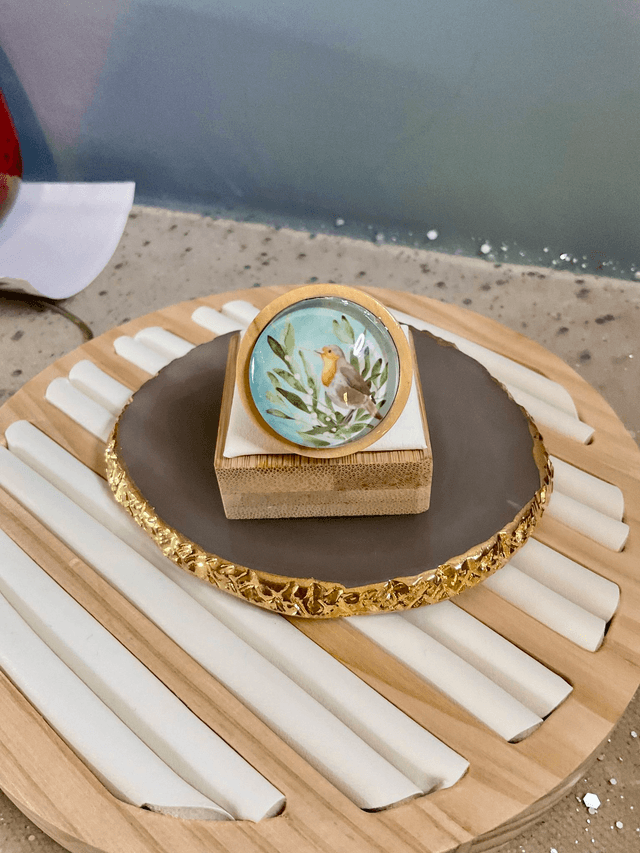 Handmade brooch with Robin design. Beautiful Christmas gift.