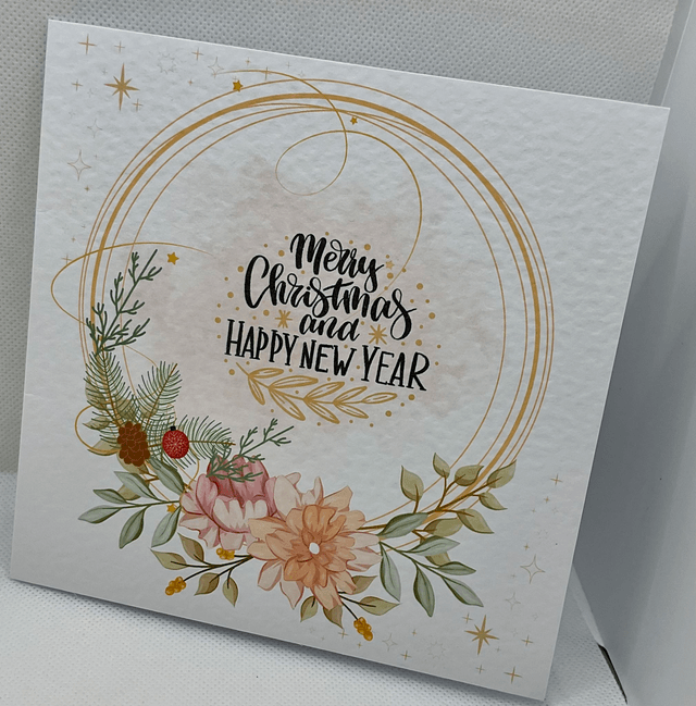 Personalised Christmas card. Floral design.
