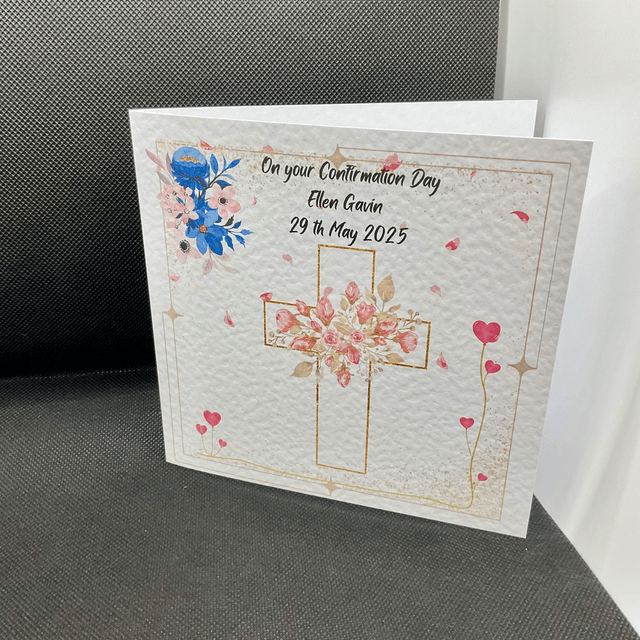 Personalised Religious card. Beautiful cross design.