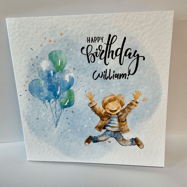 Birthday Card. Cute boy design.Fully customisable.