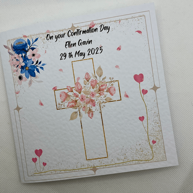 Personalised Religious card. Beautiful cross design.