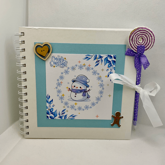 Personalised First Christmas frame and album set. Snowman design.