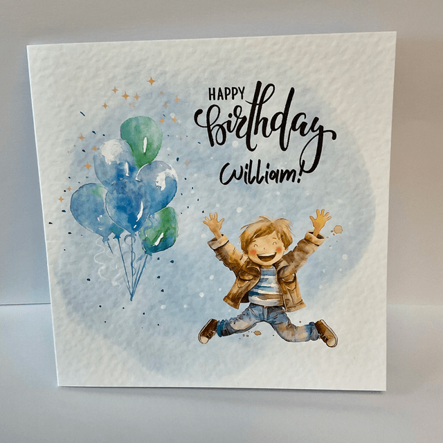Birthday Card. Cute boy design.Fully customisable.