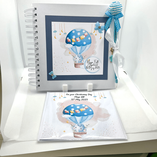 Personalised Christening and New Baby scrapbook photo album with FREE pendant. Beautiful Handmade gift.