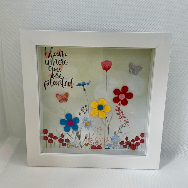 Handmade floral frame with inspirational quote. Flower design