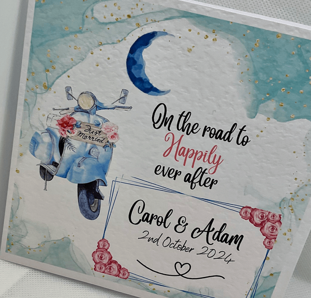 Personalised Wedding card. Fully customisable card for couples. Matching items available.