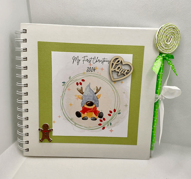 Personalised First Christmas frame and album set.