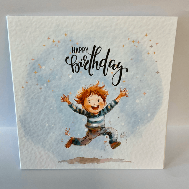 Birthday Card. Cute boy design.Fully customisable.