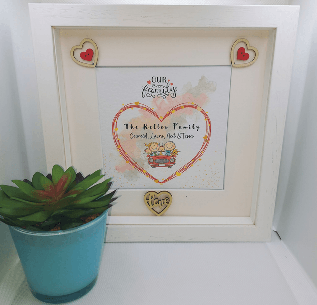 Personalised Family frame. Beautiful family keepsake.